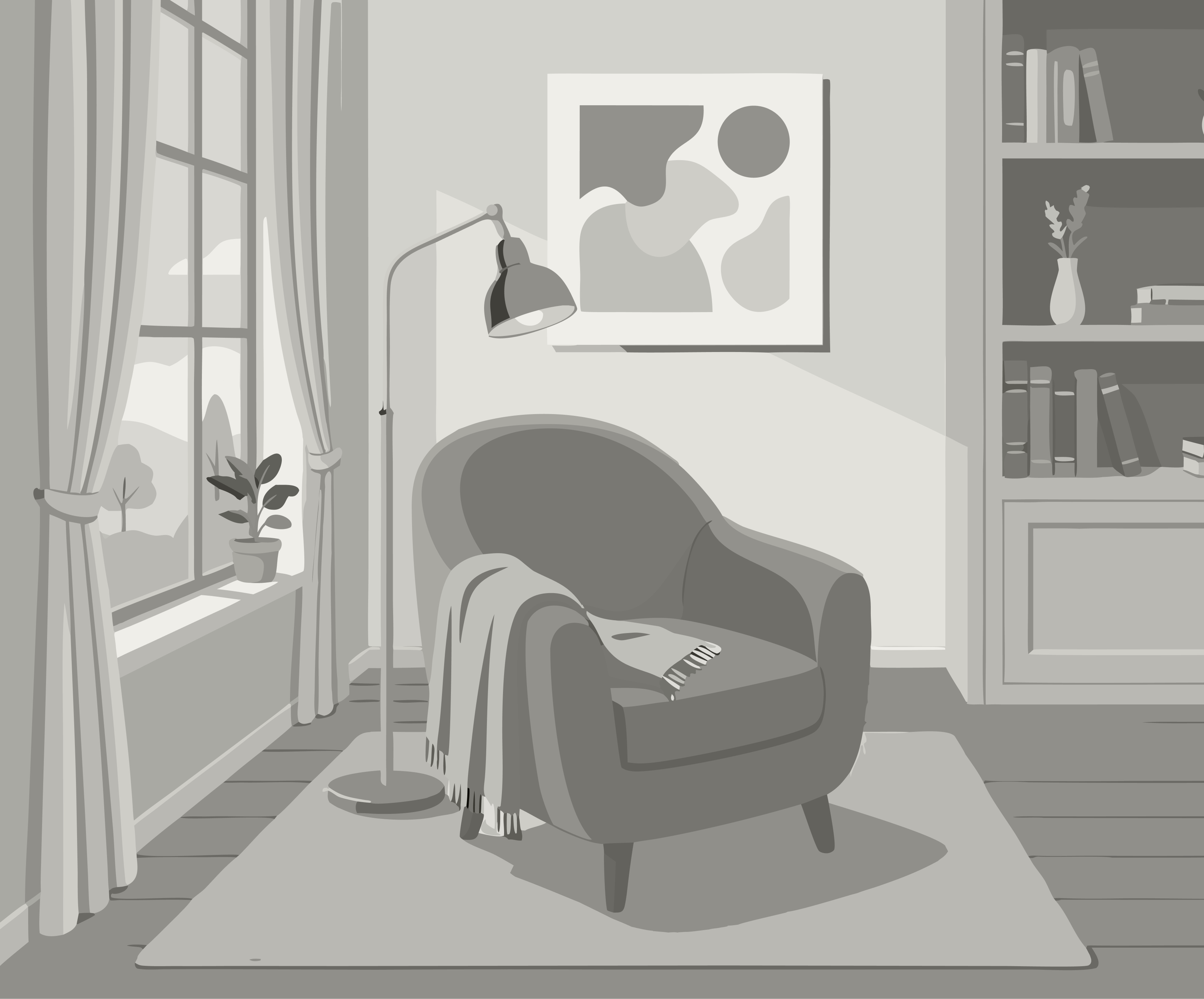 Apartment mit 1 Schlafzimmer und Gartenblick